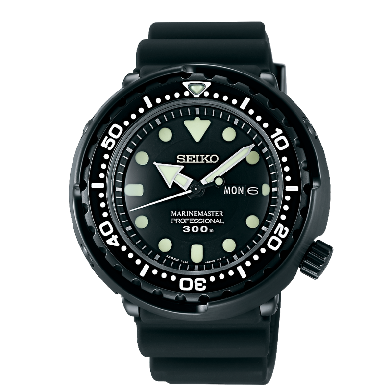 萬年鐘錶 - SEIKO PROSPEX    MARINEMASTER 全黑 潛水錶  7C46-0AG0D / SBBN035J  錶徑47.7MM