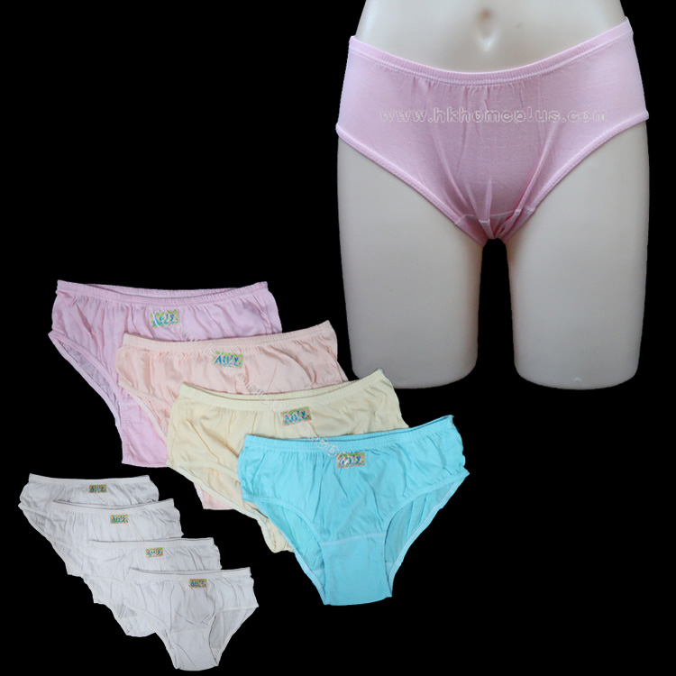 4條裝 安莉莉 - 中腰素色橡筋腳內褲
