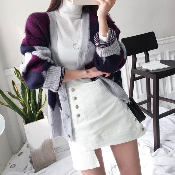 [正韓]安格拉針織菱格花紋外套