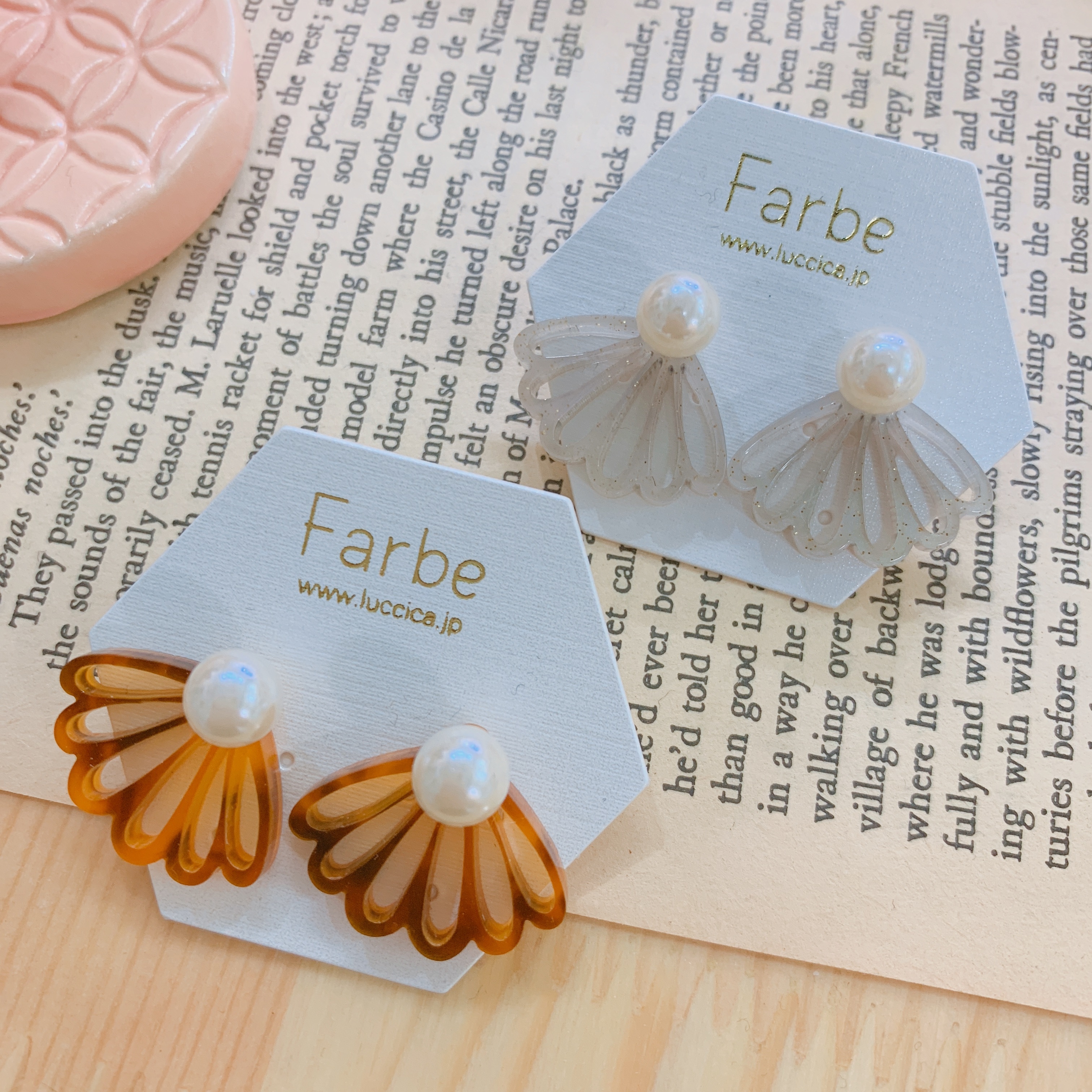 [網站限定優惠][日本制]Farbe 扇形珍珠2way耳環