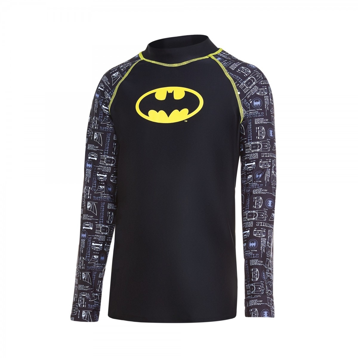少年蝙蝠俠長袖防曬上衣 - 黑