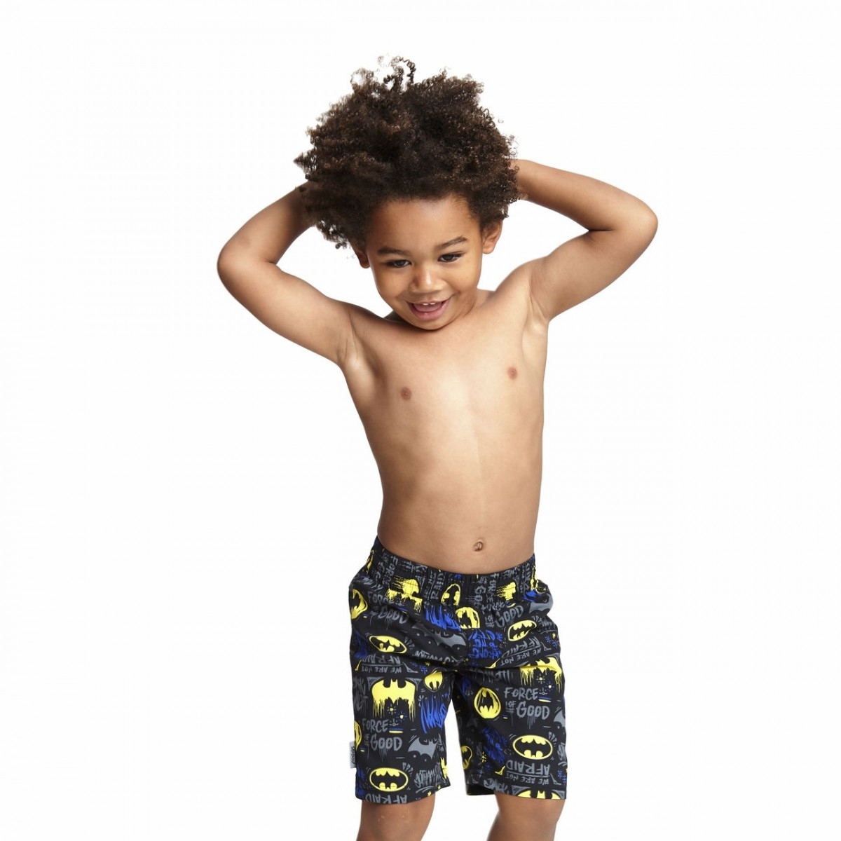 兒童蝙蝠俠印花沙灘褲 - 黑