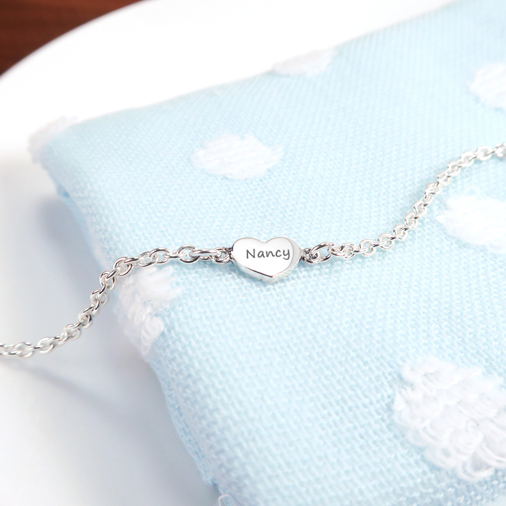 可刻字 溫柔之心 兒童手鍊 925純銀 (客製化訂製 新生兒 彌月禮物 親子銀飾)