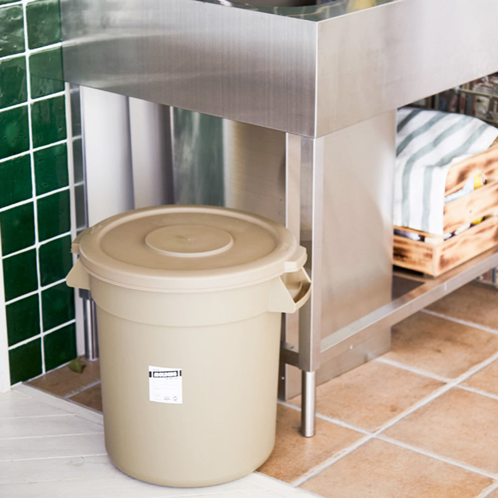 molding 日本『型』生活工具收納圓桶_ 沙色 38L