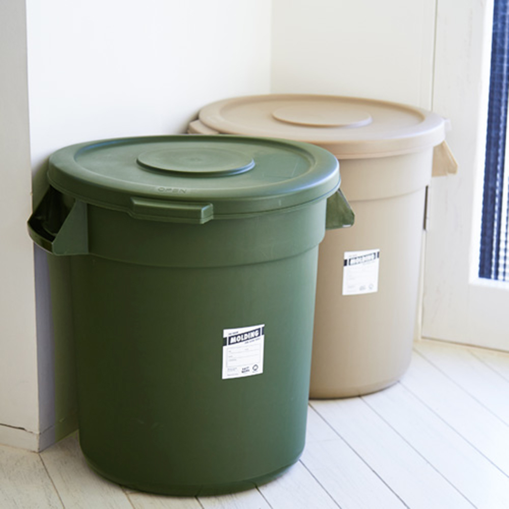 molding 日本『型』生活工具收納圓桶_ 軍綠 38L