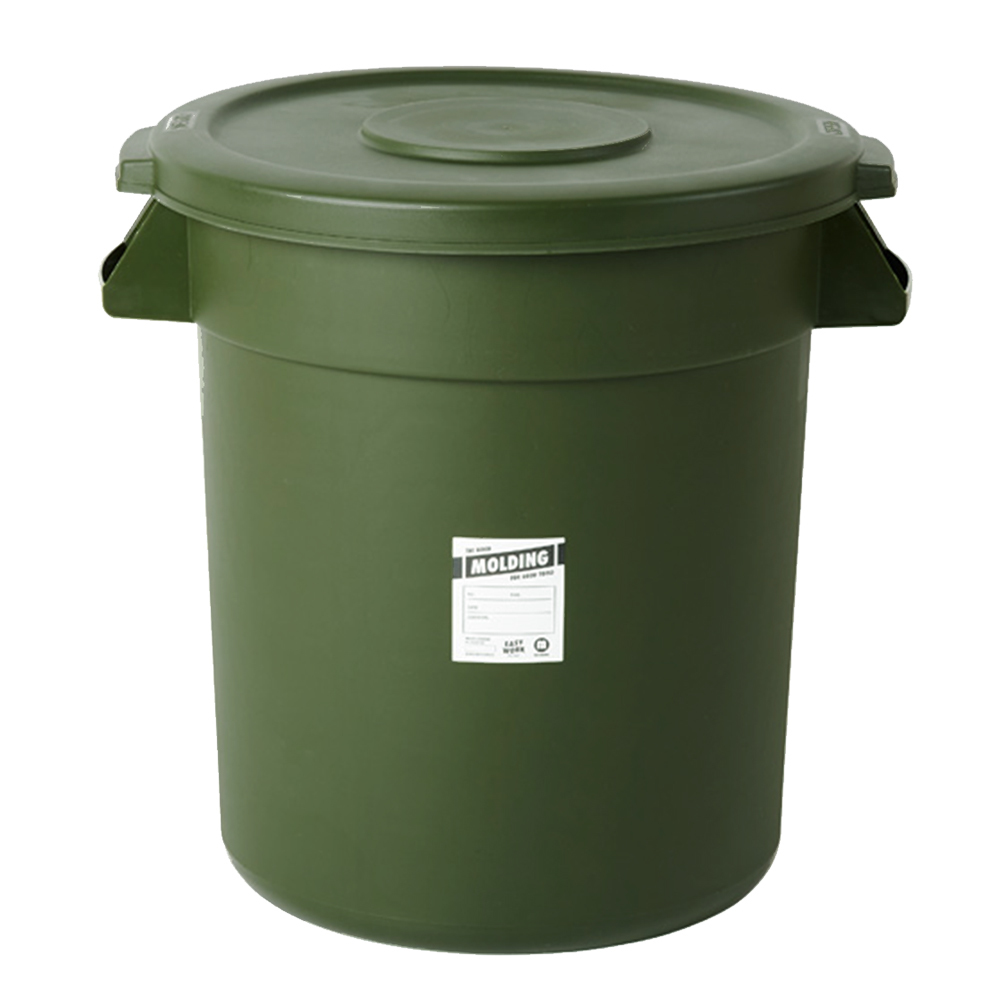 molding 日本『型』生活工具收納圓桶_ 軍綠 38L