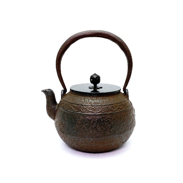 【平安松壽堂】唐草富士象嵌 京都鐵壺1.25L