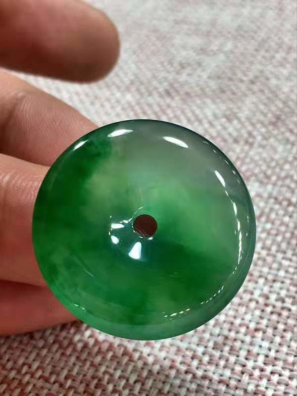 【已結緣】36120 冰飄陽綠平安扣 (27.6mm直徑)