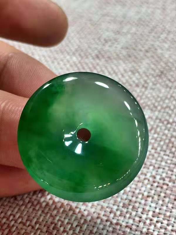 【已結緣】36120 冰飄陽綠平安扣 (27.6mm直徑)