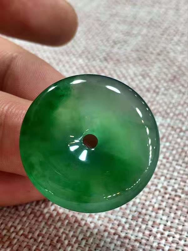 冰飄陽綠平安扣 (27.6mm直徑), 天然翡翠A玉, 緬甸玉, Jade, Jadeite