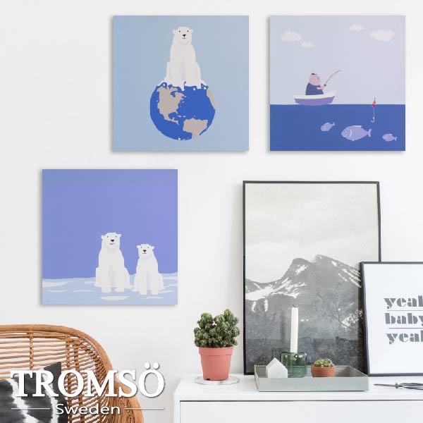 時尚無框畫-W214悠遊北極熊