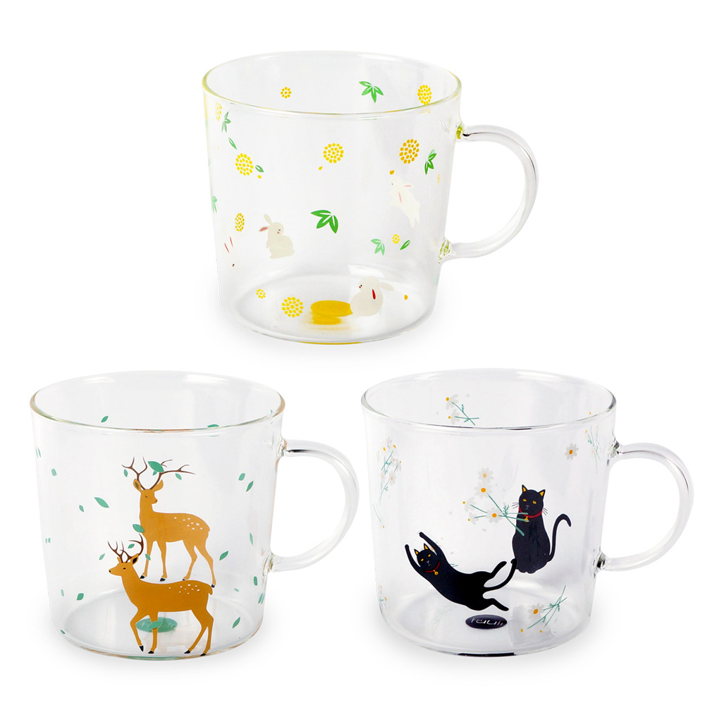 童趣動物耐熱透明馬克杯