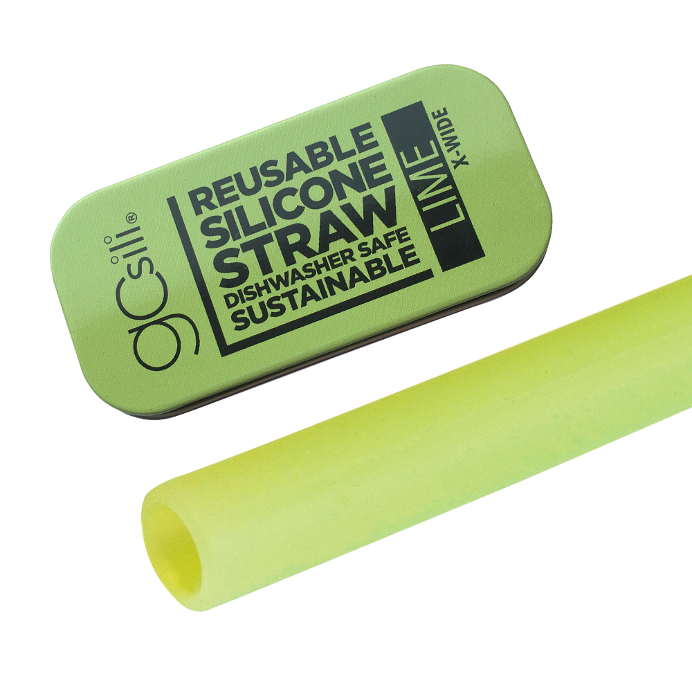 美國GoSili/Silikids ❚ 珍奶款 ❚ 單支吸管隨行口袋組--青檸綠