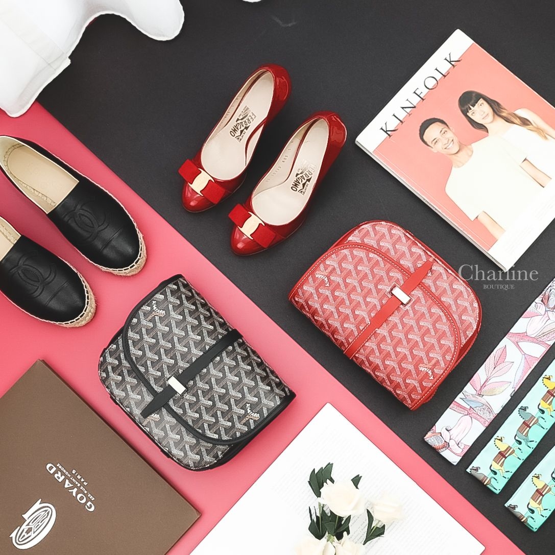 Goyard Belvedere Pm Bag 黑色小型馬鞍肩背包,Goyard Belvedere Pm Bag 紅色小型馬鞍肩背包,Chanel Espadrilles 黑/黑CC小羊皮鉛筆鞋-Charline Boutique 精品代購