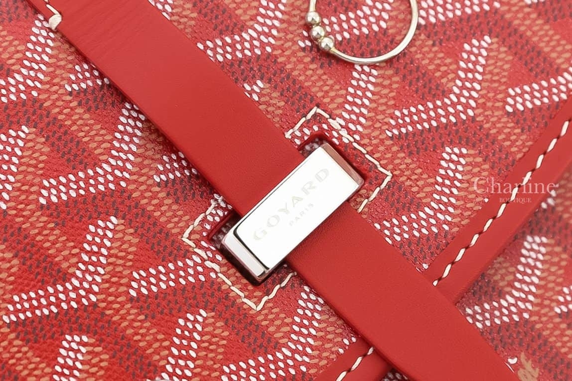 Goyard Belvedere PM Bag 紅色帆布小牛皮黃色內裡小型馬鞍肩背包