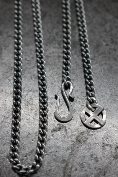 FCC-07 1.0mm(3.8mm) 扭鏈+輪金屬+掛鉤（全銀）頸鏈