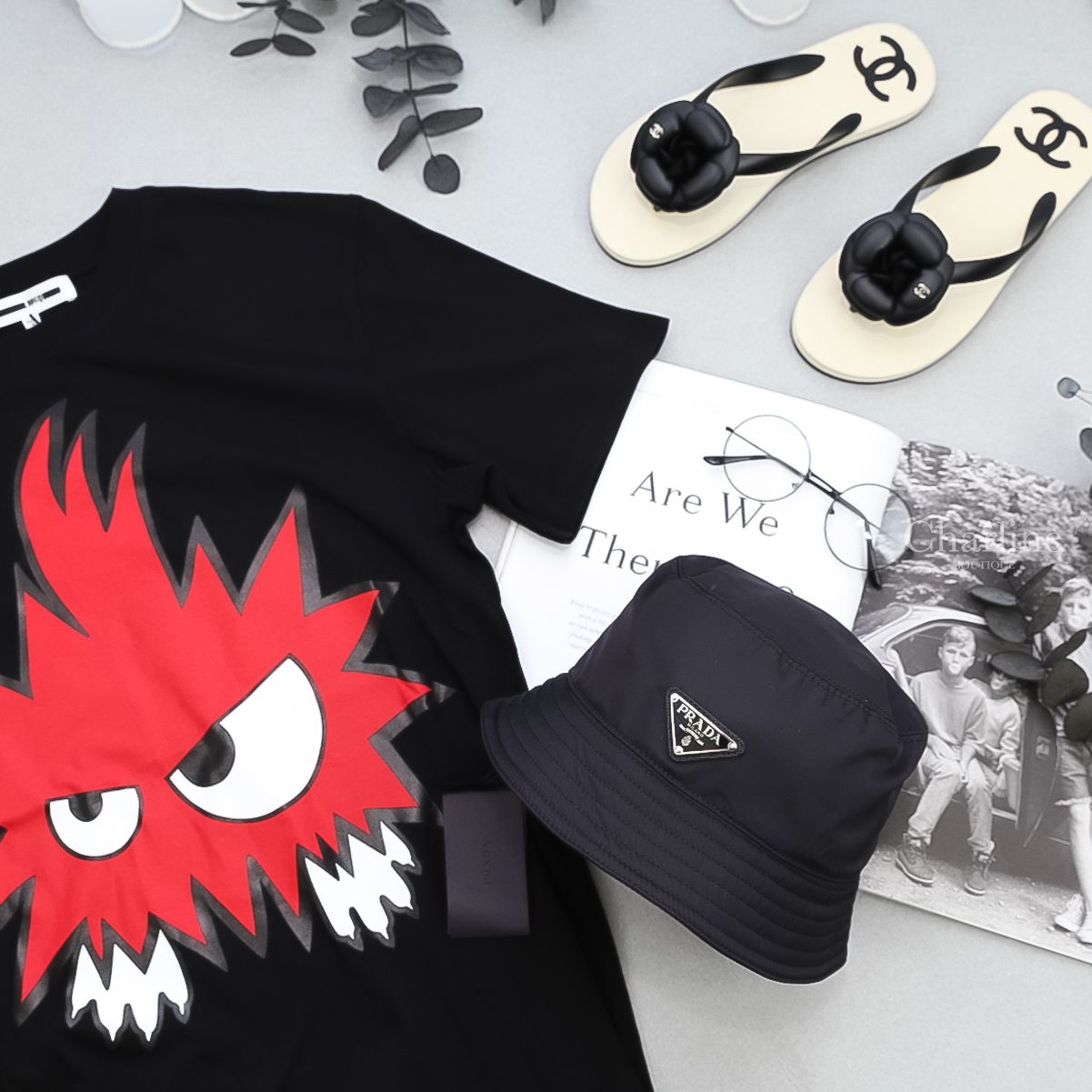 Prada Nylon Cap 黑色三角銀字Logo尼龍漁夫帽-Charline Boutique 精品代購