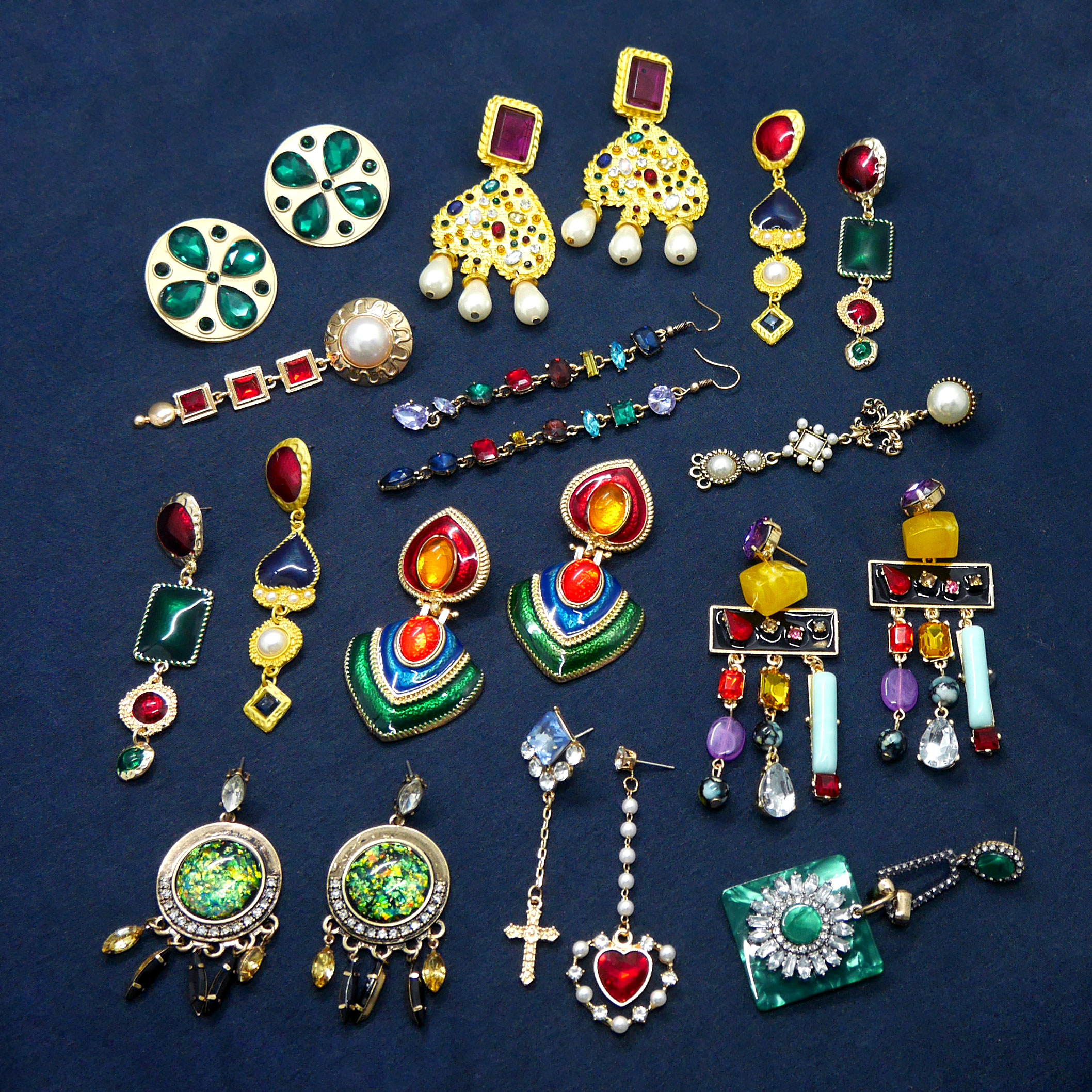 超希少⭐️【健康・長寿・子宝】瑪瑙星型⭐️笑口⭐️ジオードキラキラ 烈陽珍珠小方紅石長鍊耳環/ Sun Pearl Hot Gemstone Earrings