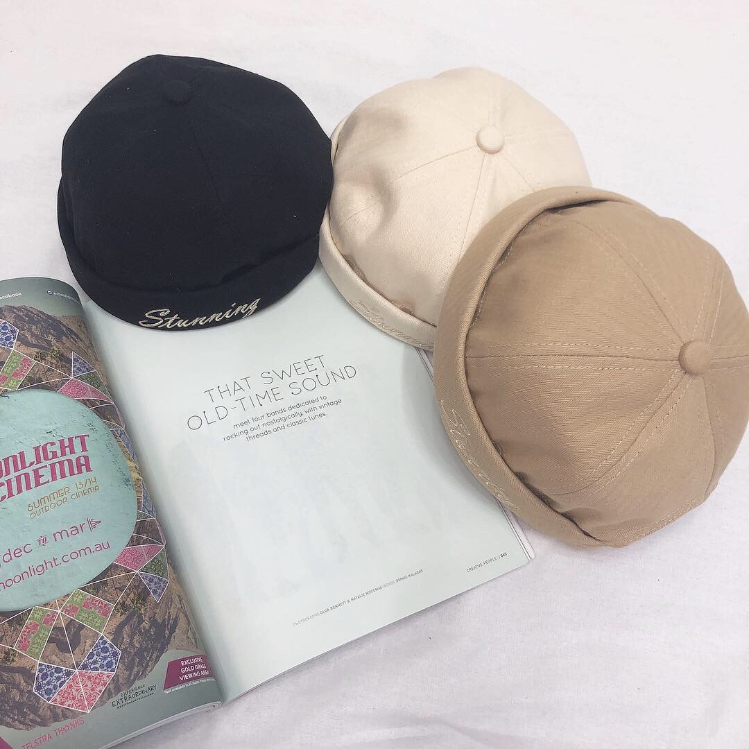 英文刺繡水兵帽/三色