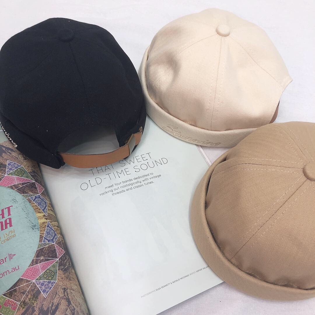 英文刺繡水兵帽/三色