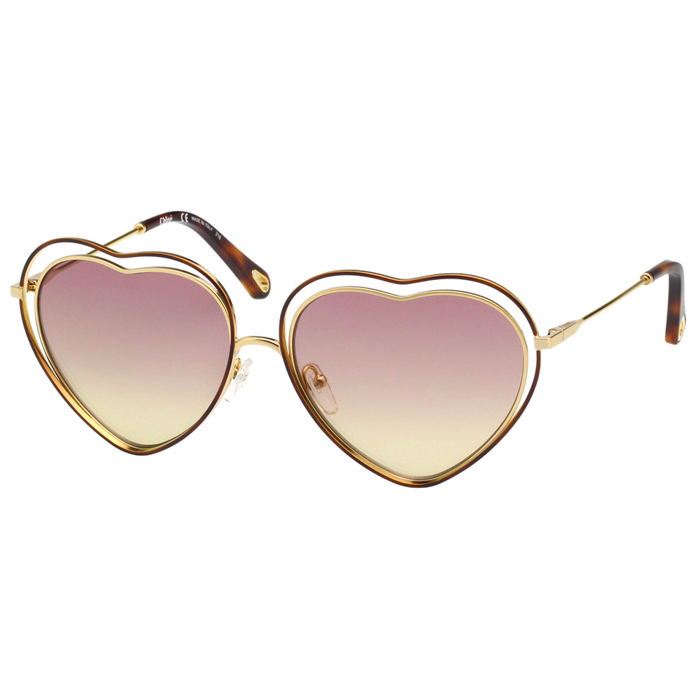 CHLOE 心型立體層次 太陽眼鏡(琥珀+金色)