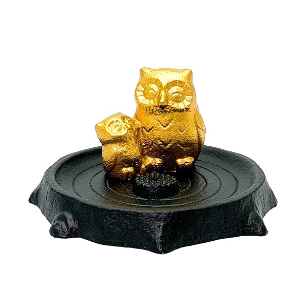 【高岡銅器】金色貓頭鷹 香立