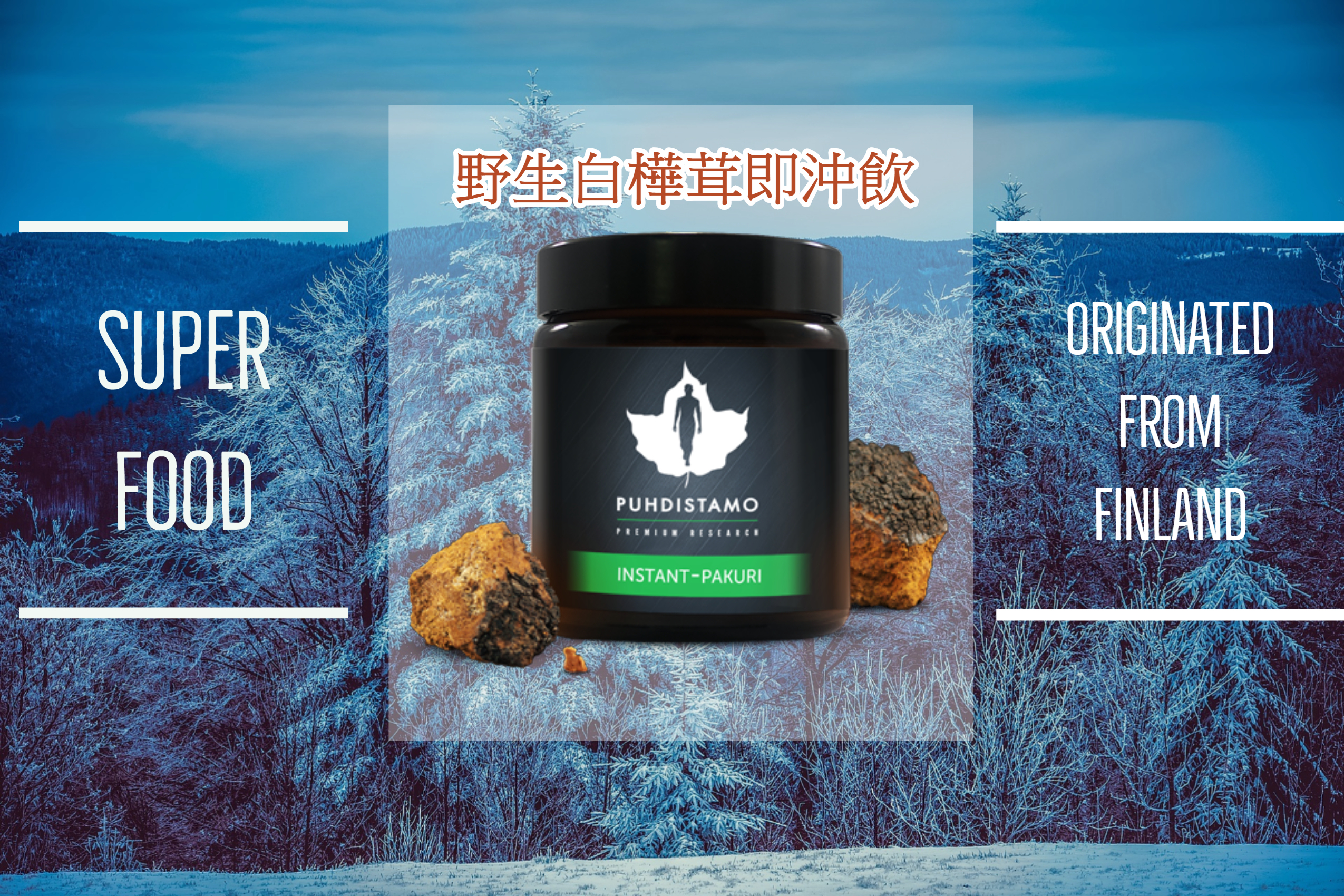 白樺茸,白樺茸香港,野生,chaga,超級食物,保健產品,健康食品,北歐保健,北歐健康食品,咖啡替代品,提神,抗氧化,提升免疫力,降血糖,降膽固醇,預防癌症,Finatural,Supplement,芬蘭保健產品,白樺茸即沖飲,白樺茸茶,ORAC值