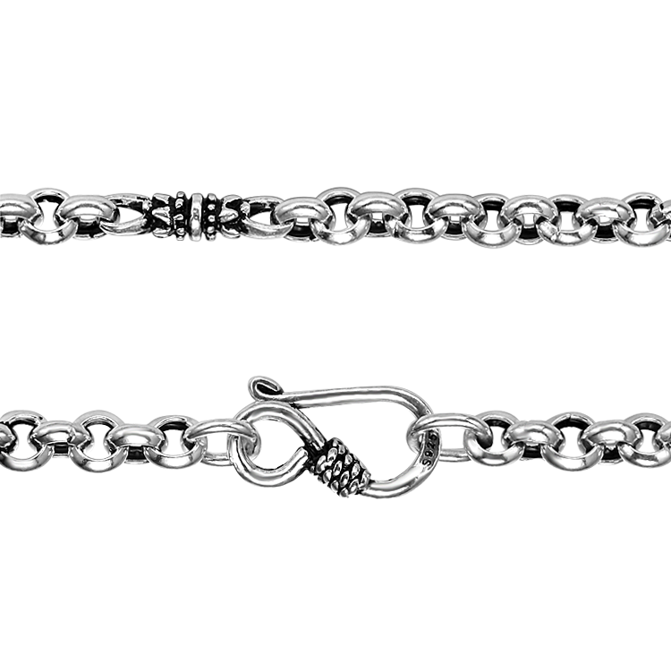 純銀鍊子，男士配鍊 泰銀韻味；竹節圓環手串設計（8408）