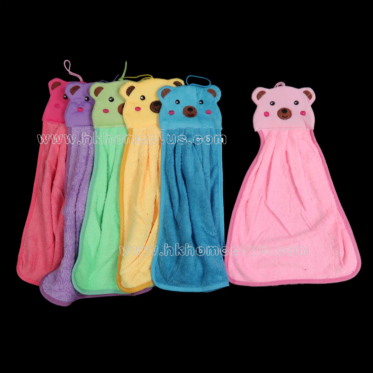 6條裝 熊仔珊瑚絨抹手巾 4180107