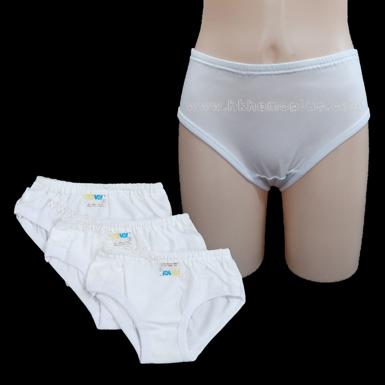 3條裝 BW: 女童白色內褲 (S-3XL碼)