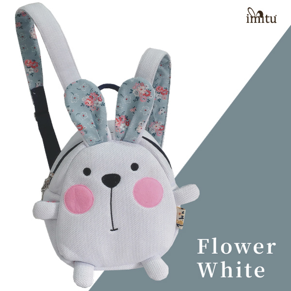 兔兔造型後背包 白花（Flower White)