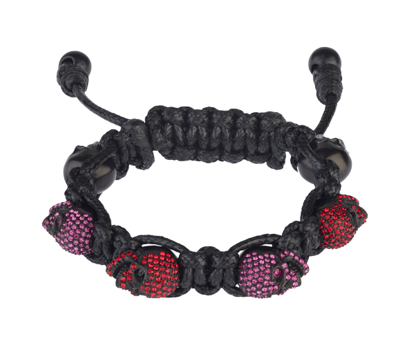 紫紅水鑽黑骷髏黑色手環