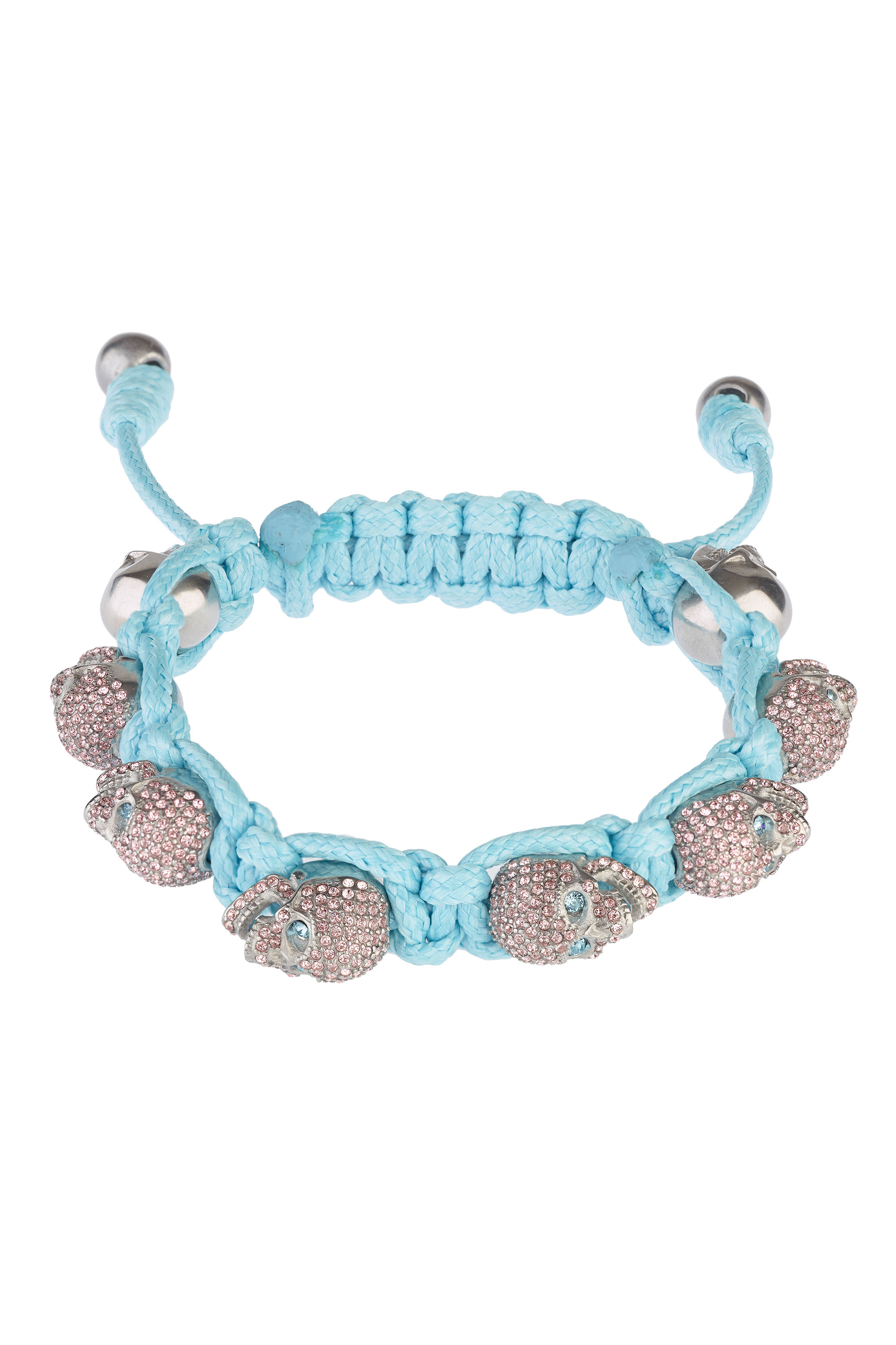 白水鑽藍眼銀骷髏粉藍色手環