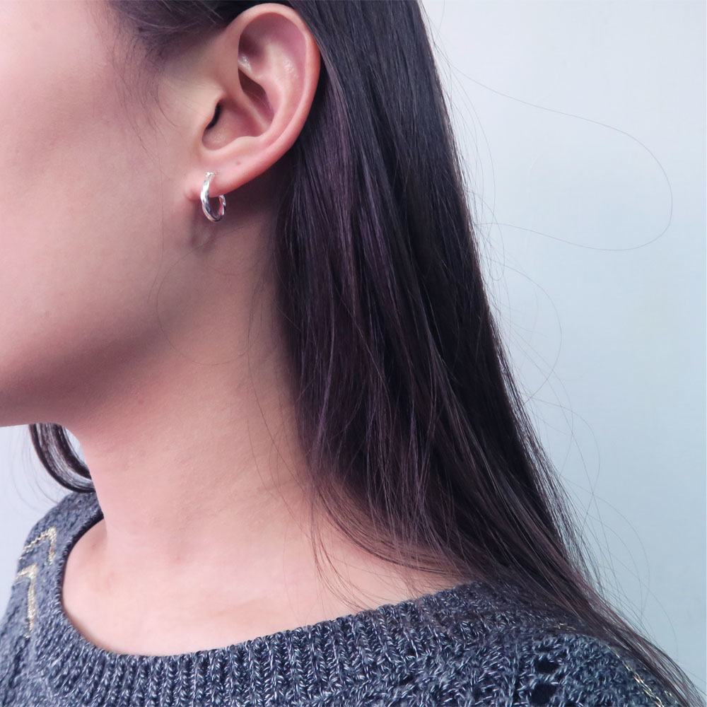 永恆 方扭圈式耳環(小) 925純銀耳環