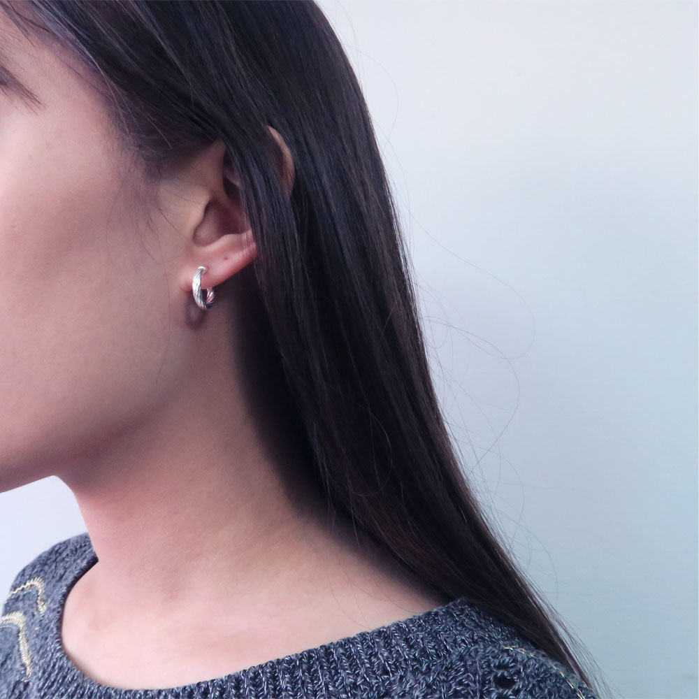 立約 麻花圈式耳環(小) 925純銀耳環