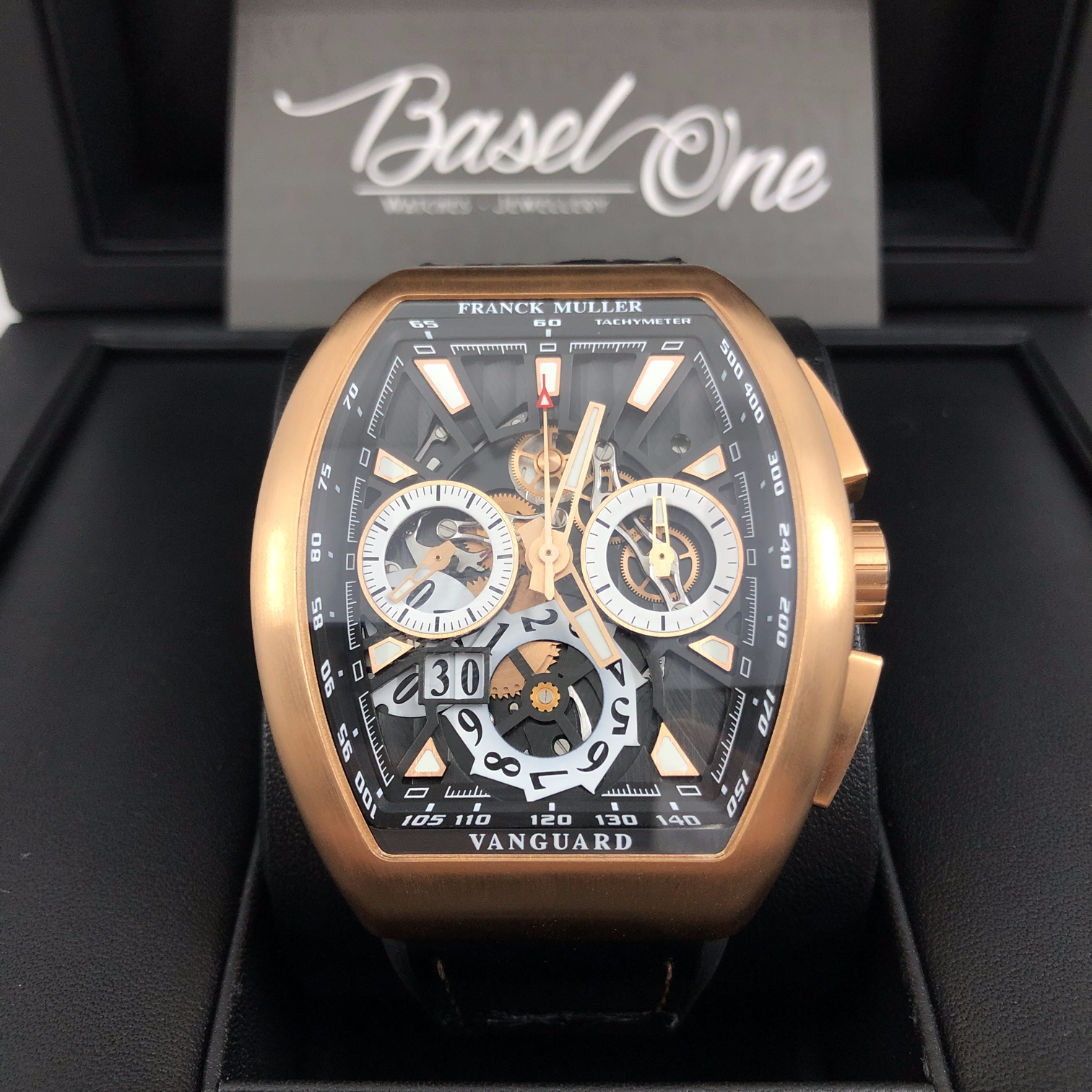 BRAND NEW FRANK MULLER V45 CHRONOGRAPH ROSE GOLD MAD FINISH WITH CROCODILE LEATHER STRAP