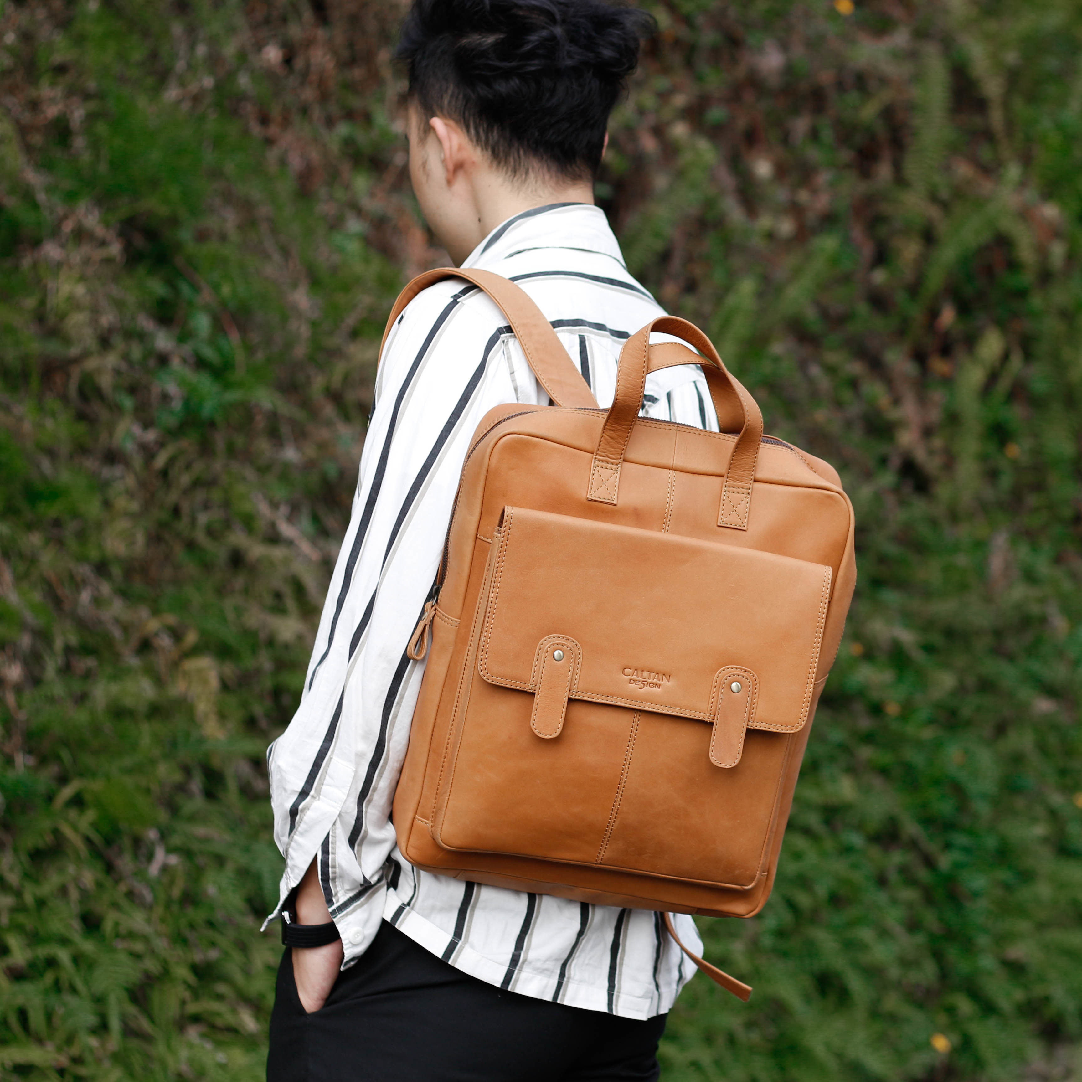 雙肩式時尚紐約客真皮包-兩色(5281)