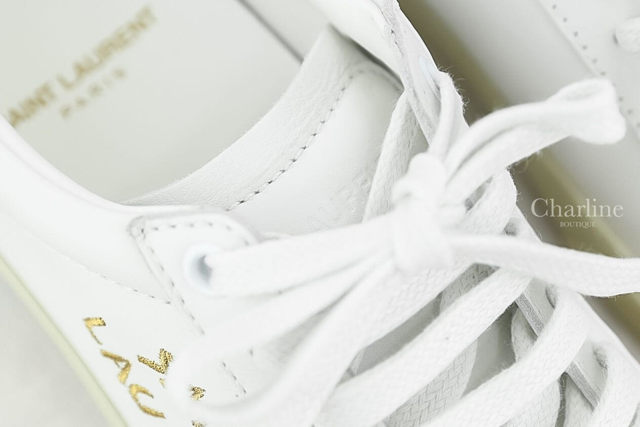 Saint Laurent Court Classic SL/06 Embroidered Sneakers In Leather 白色皮革金色刺繡 Logo 運動鞋