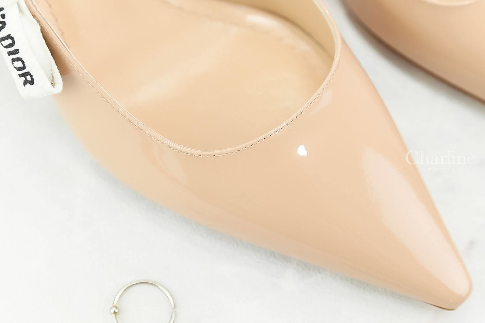 Dior J'adior Patent Calfskin Slingback Shoes 6.5cm 裸色漆皮蝴蝶結飾帶露跟高跟鞋