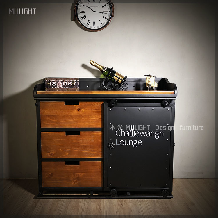 重工業滑門實木收納櫃|可訂製