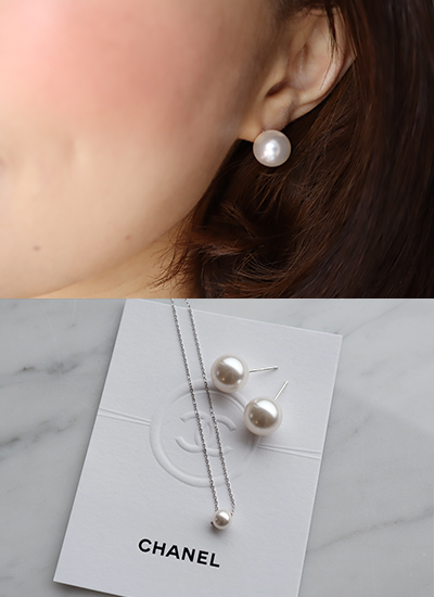 [現貨] 優雅珍珠耳環項鍊組
