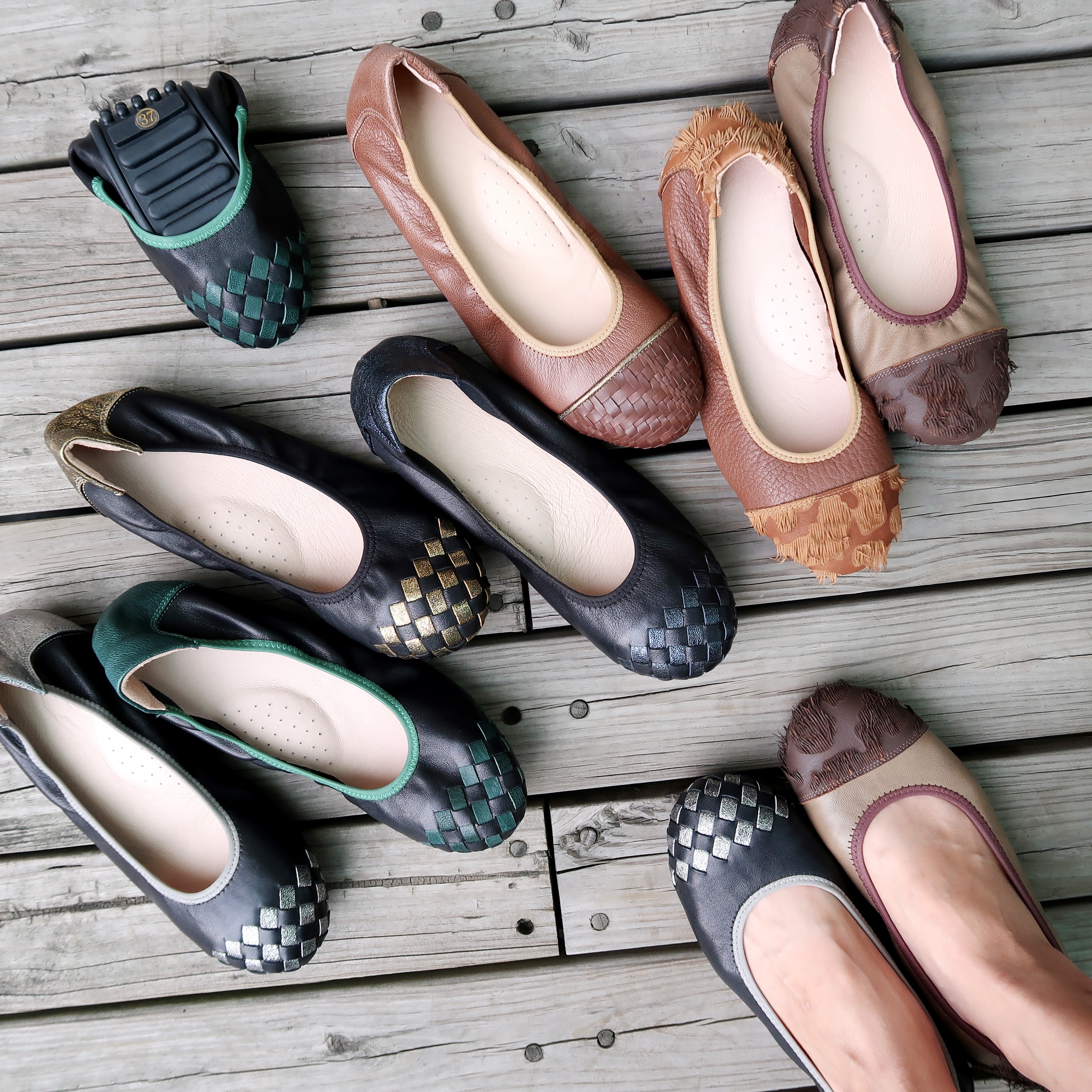 【街拍明星】PART-2進口柔軟植鞣羊皮可折疊芭蕾樂福鞋娃娃鞋