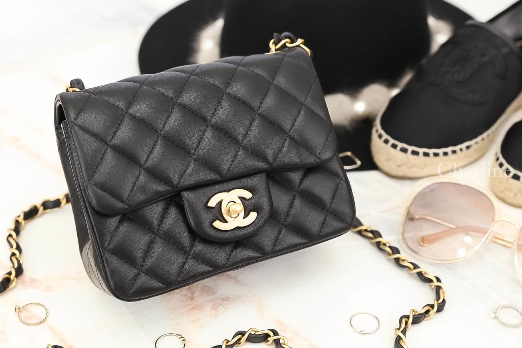 Chanel Mini Flap Bag 黑色金CC金鍊小羊皮肩背包-Charline Boutique 精品代購