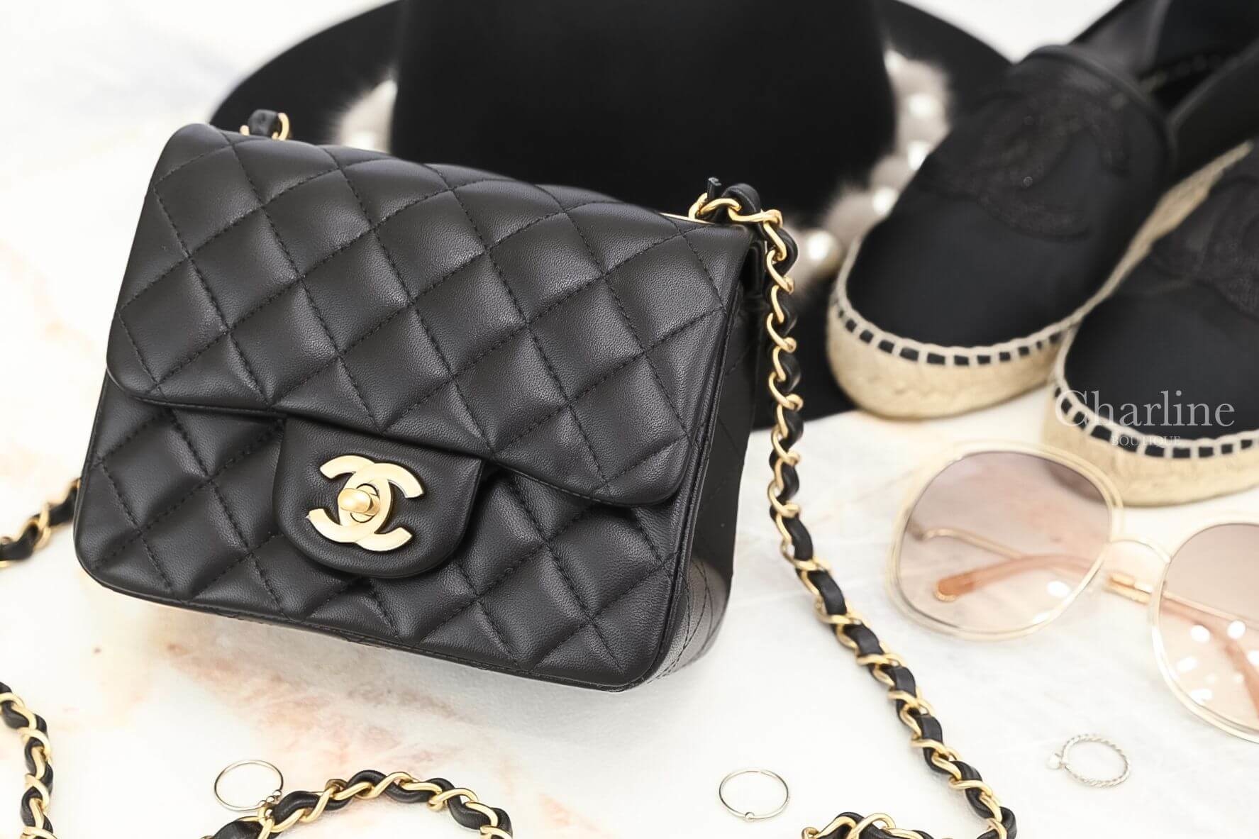 Chanel Mini Flap Bag 黑色金CC金鍊小羊皮肩背包-Charline Boutique 精品代購