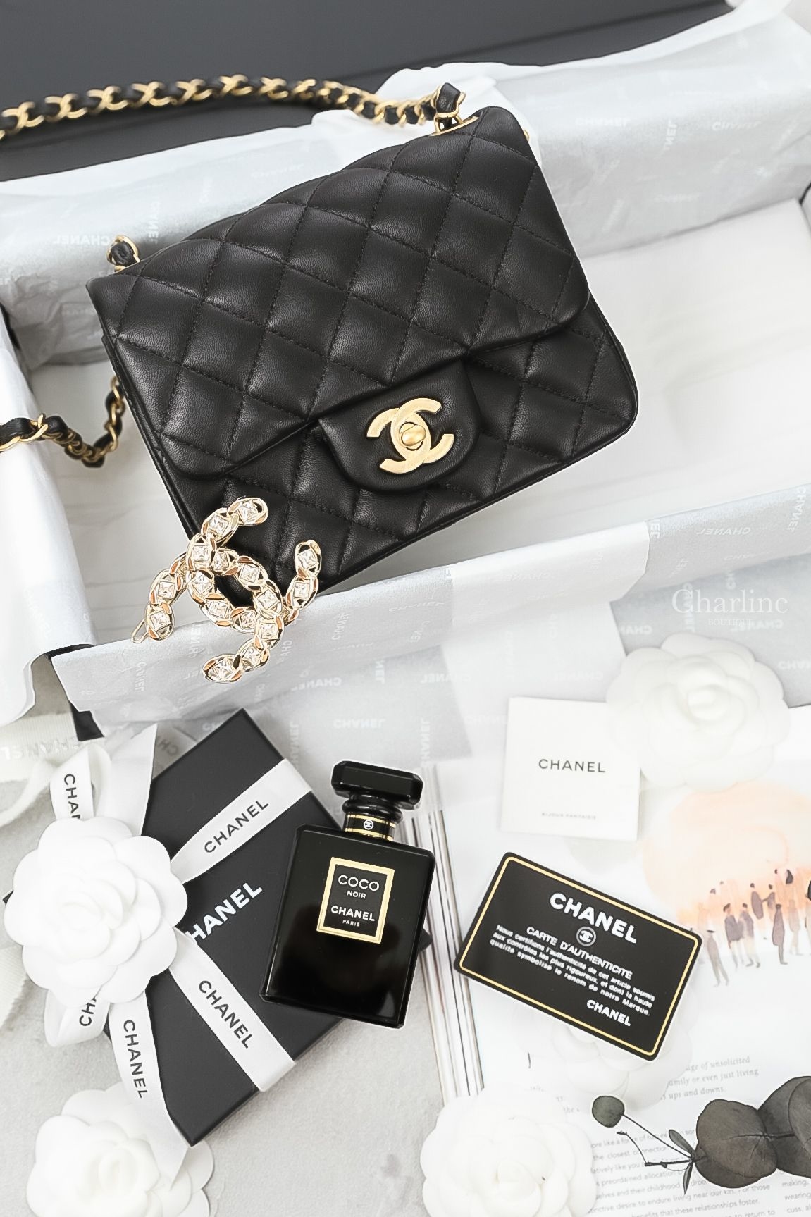 Chanel Mini Flap Bag 黑色金CC金鍊小羊皮肩背包-Charline Boutique 精品代購