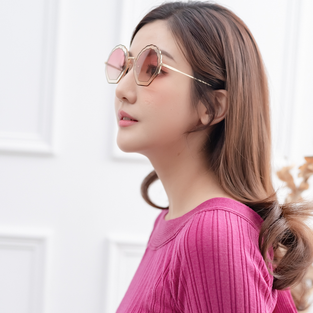 CHLOE 造型 太陽眼鏡 (琥珀+金色)
