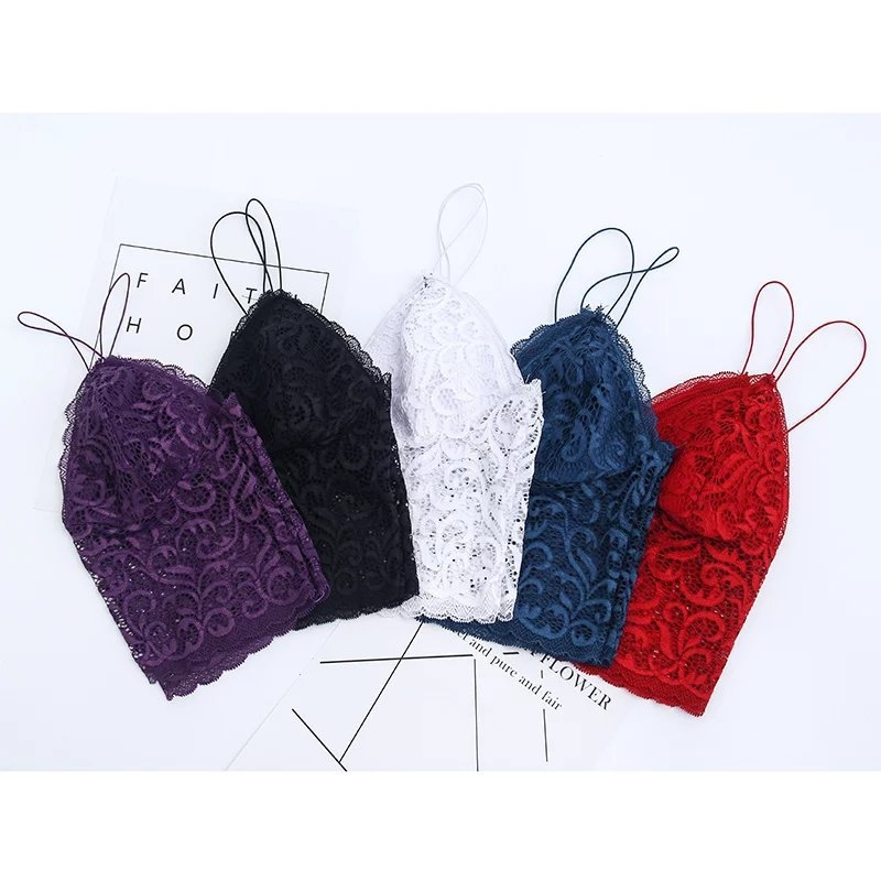 低胸短版蕾絲上衣 (白/紅/紫/黑/藍)