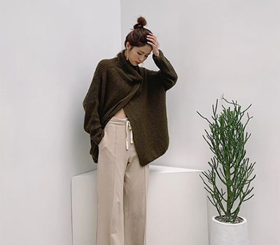 逆光飛行高領針織罩衫上衣