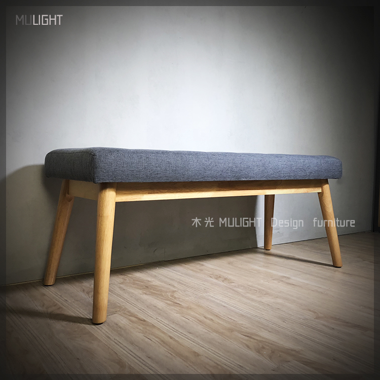 法式拉扣深灰織布床尾椅