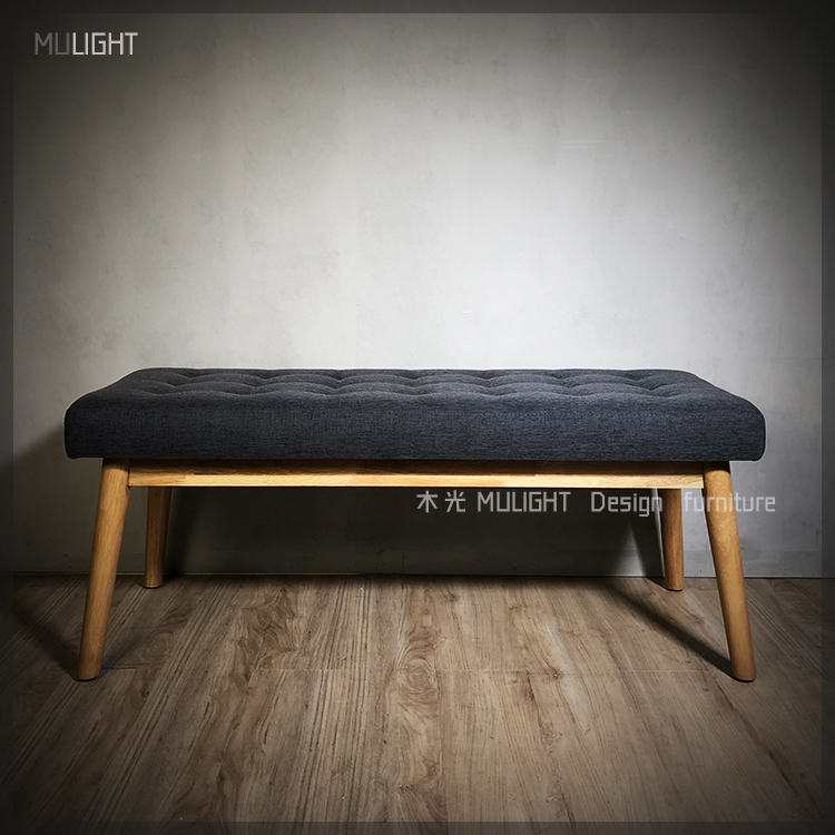 法式拉扣深灰織布床尾椅